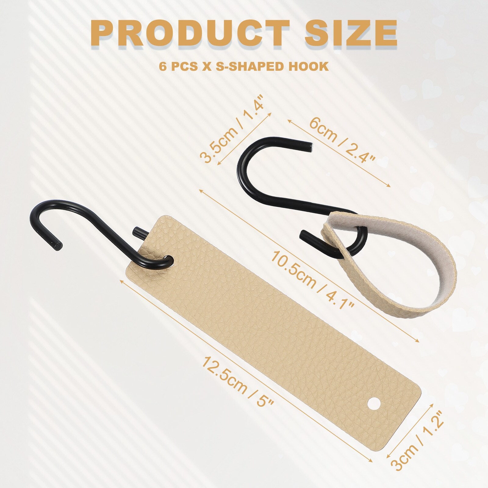 PU Leather S Hooks, Multifunctional S Shaped Hooks for Hanging Coat Towel Camping Kitchen Bathroom Handle