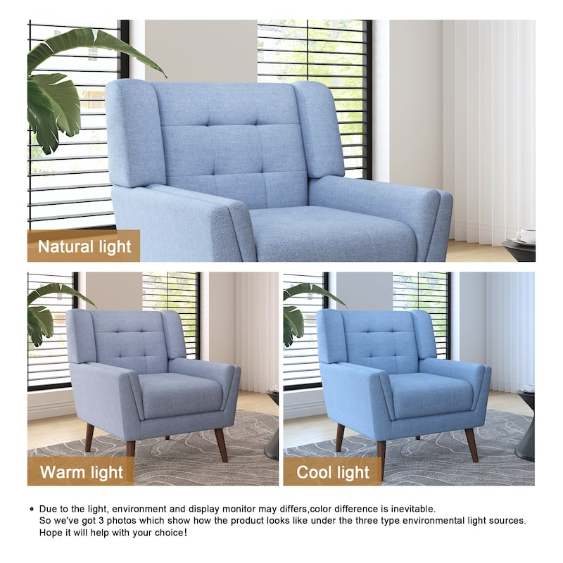 Modern Linen Accent Chair Tufted Armchair