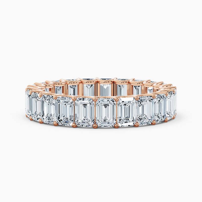 Auriya 14k Gold Emerald North-South Lab Grown Diamond Eternity Band 2.90 - 12.75 ct. tw. (F-G, VS) - 4.60 ct. wt. - 7.5 - Rose