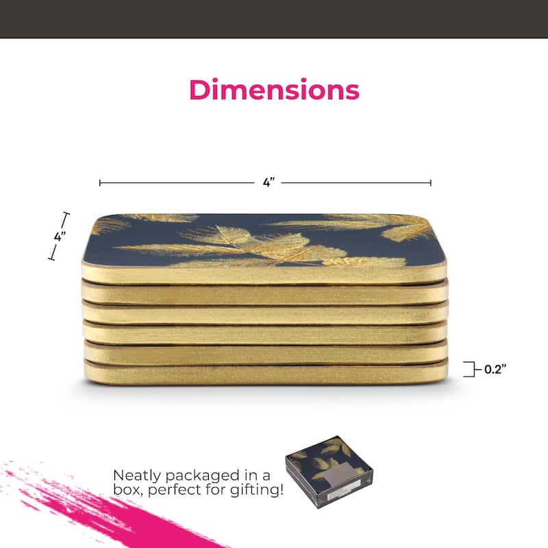 Pimpernel Set of 6 Sara Miller London Etched Leaves Coasters