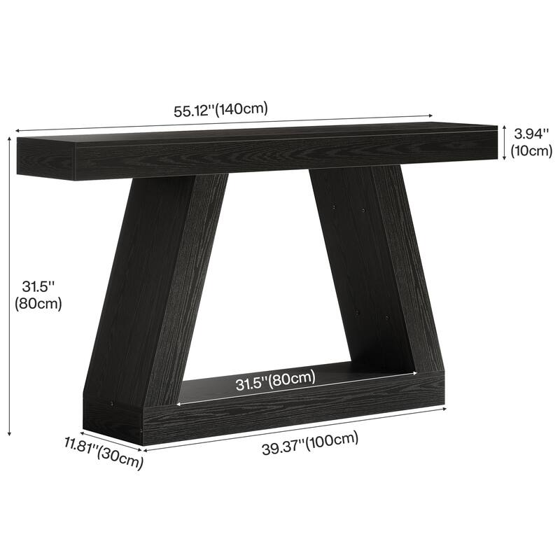 55 Inch Modern Black Console Table for Entryway