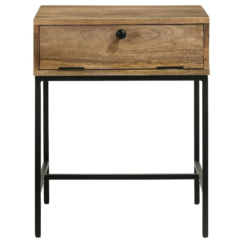 16 in. Brown and Black Rectangle Wood End Table, Sturdy Build End Side Table for Living Rooms