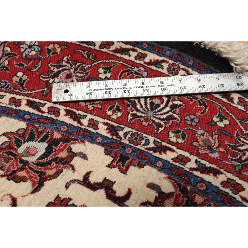 5'1''x5'1" Ivory Bidjar Round Rug 250 KPSI Wool & Silk Botanical Motif - 5' 1'' x 5' 1''-Round