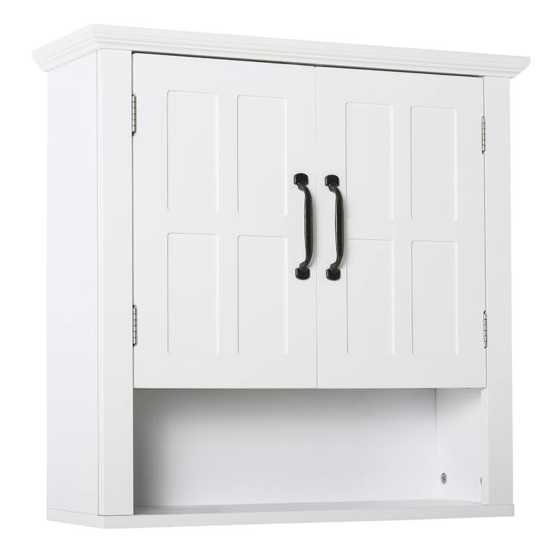 3-Tier Wall Mounted Bathroom Cabinet, Adjustable Shelf Storage for Over the Toilet with 2 Doors,Bathroom Storage Unit - 7.8X23.6 in - White + MDF