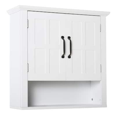 3-Tier Wall Mounted Bathroom Cabinet, Adjustable Shelf Storage for Over the Toilet with 2 Doors,Bathroom Storage Unit