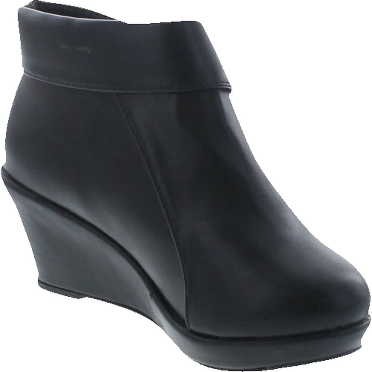 black platform wedge ankle boots