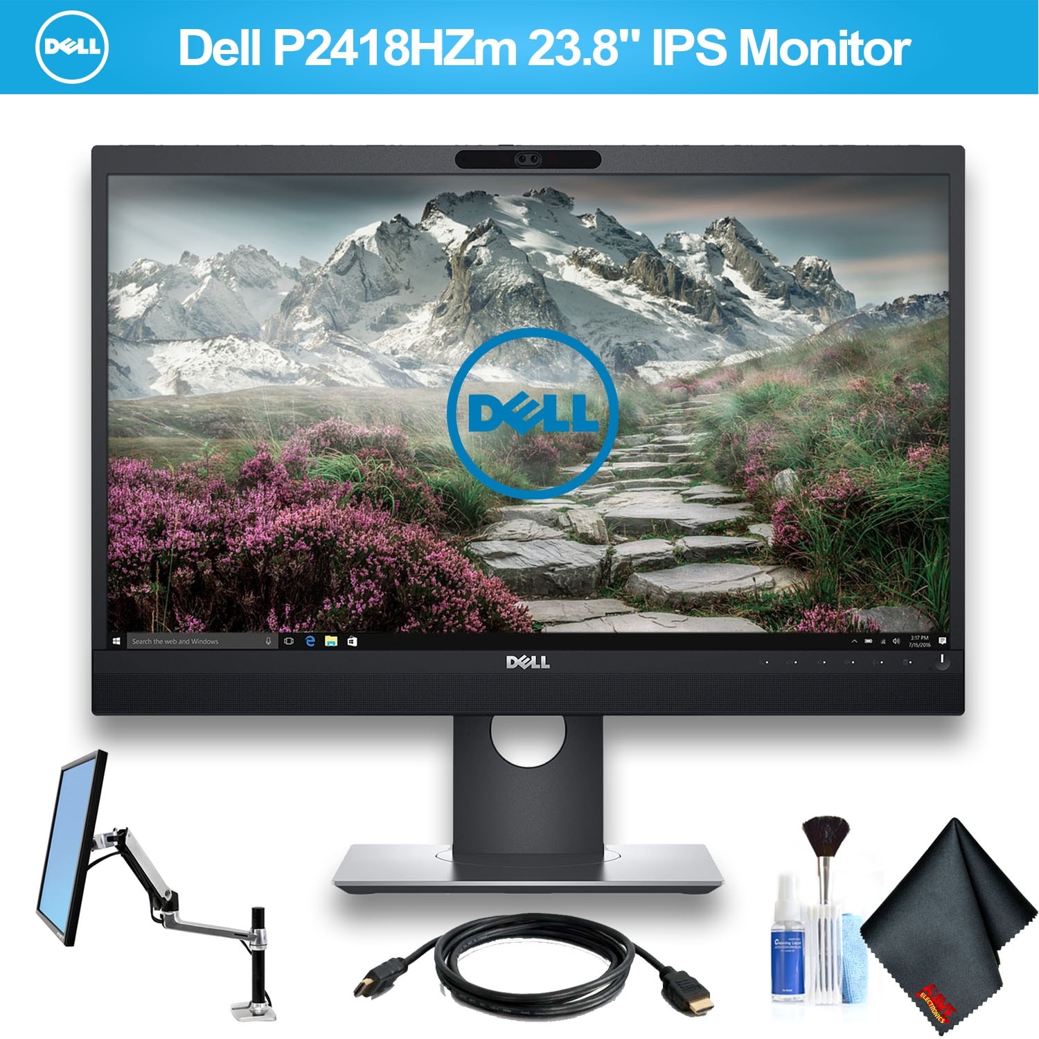 Shop Dell P2418hzm 23 8 Ips Monitor With Hdmi Cable And Ergotron