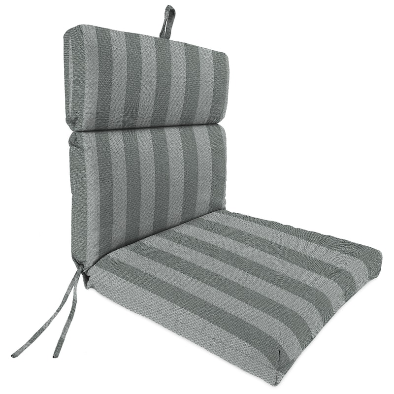 22" x 44" Grey Stripe Outdoor Chair Cushion with Ties and Loop - 44'' L x 22'' W x 4'' H