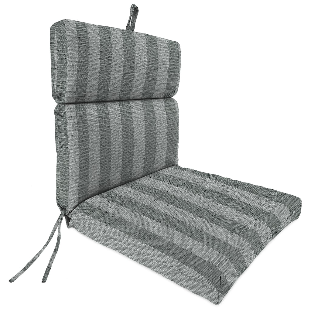 22" x 44" Grey Stripe Outdoor Chair Cushion with Ties and Loop - 44'' L x 22'' W x 4'' H
