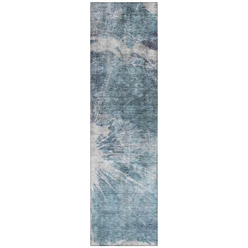 Machine Washable Indoor/ Outdoor Chantille Modern Tree Grain Rug