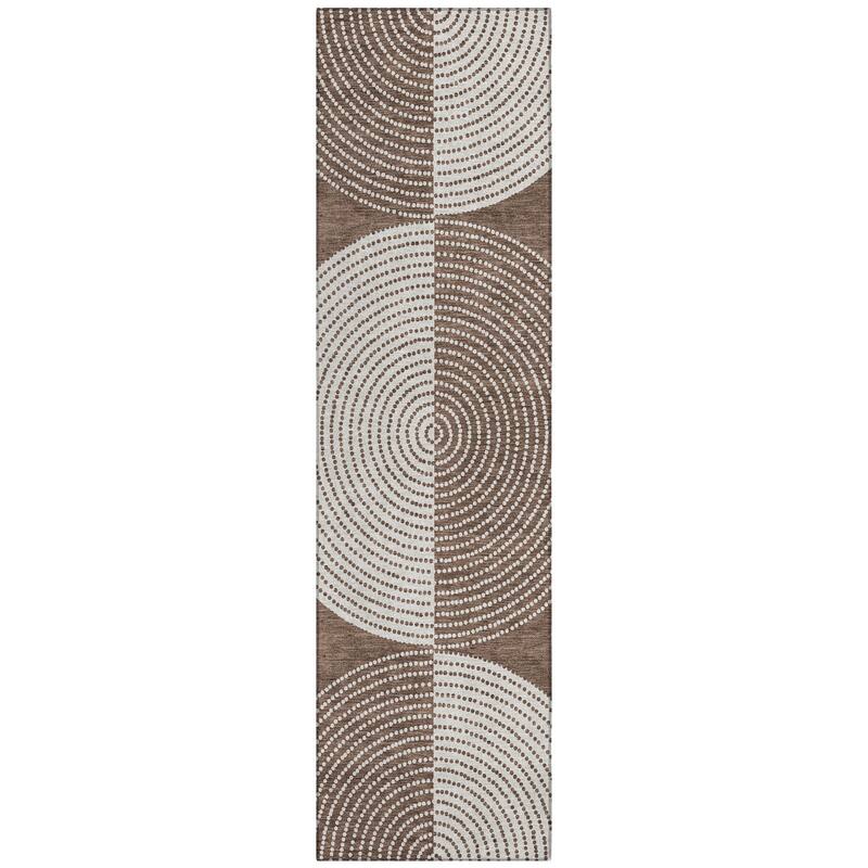 Machine Washable Indoor/ Outdoor Geo Circles Chantille Rug