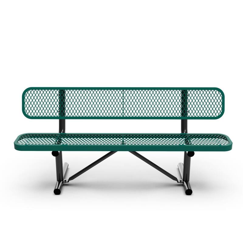 Commercial Grade Expanded Mesh Metal Outdoor Bench with Anchors