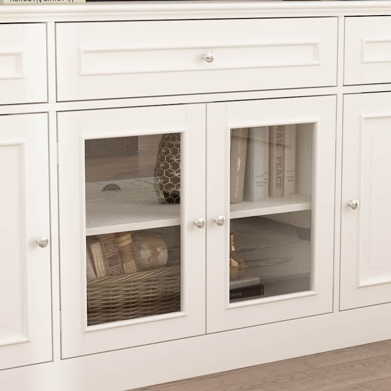 Media Wall Unit w/Spacious Storage White TV Stand Wall Storage Combo