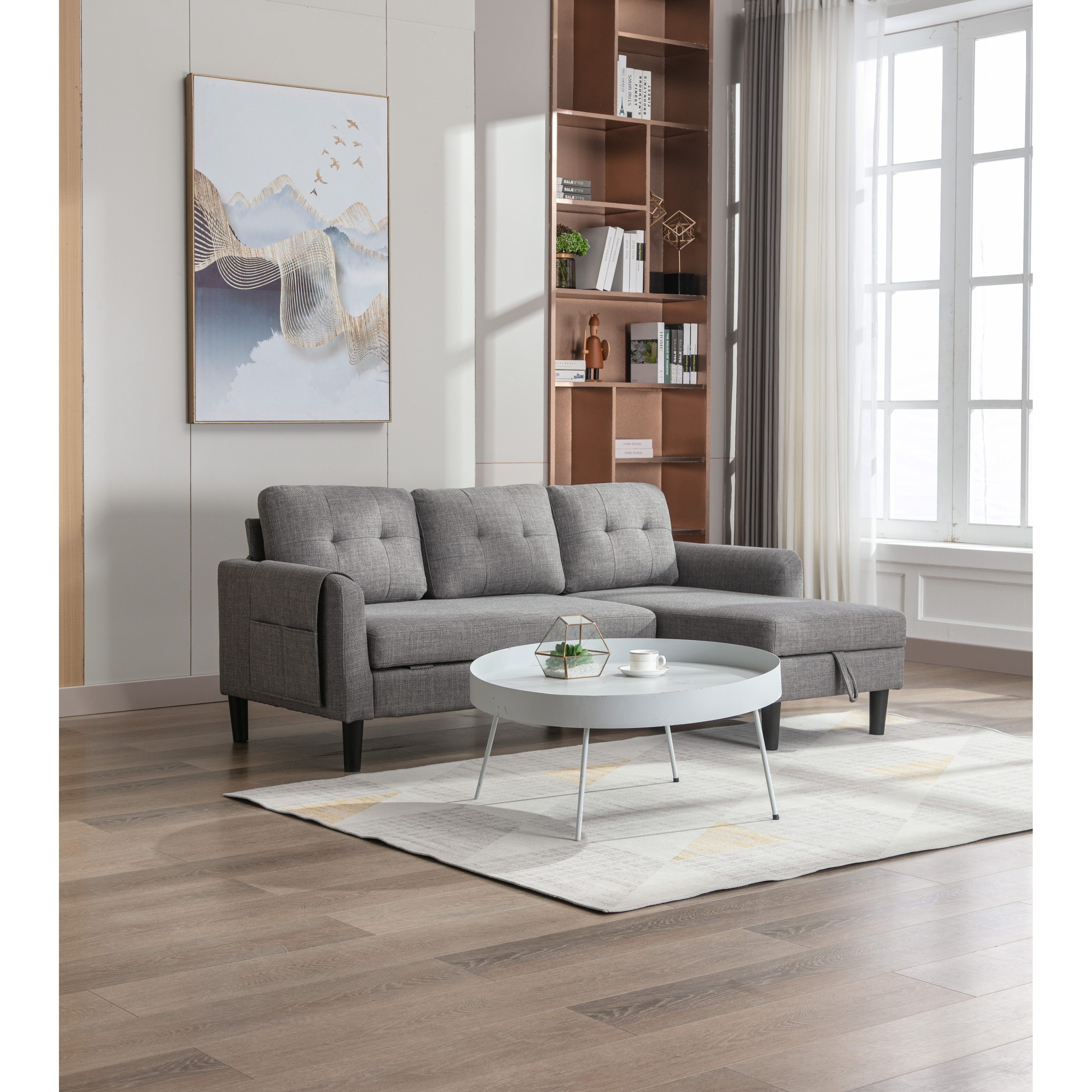 Reversible L Shape Corner Sofa Sectional Sleeper Couch with Built