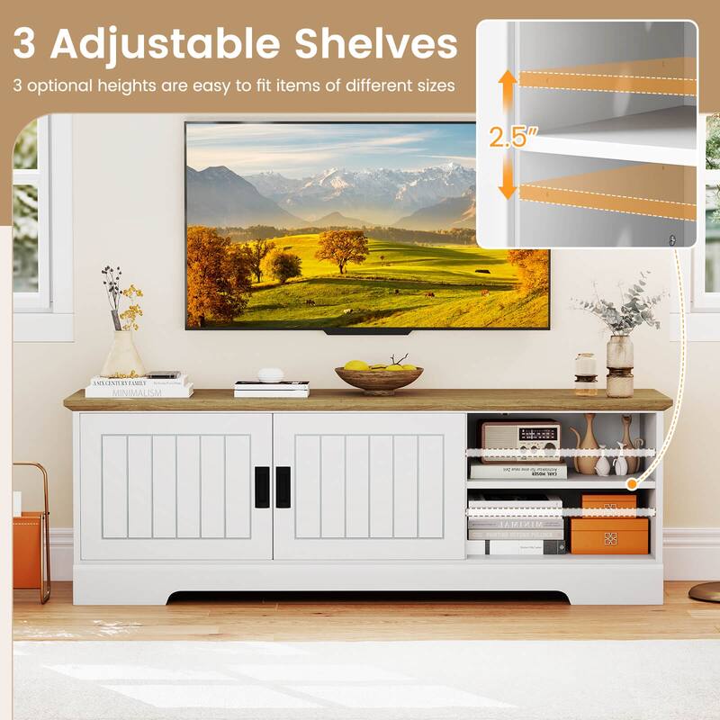Costway Farmhouse TV Stand for TVs up to 65" with Sliding Doors - See Details