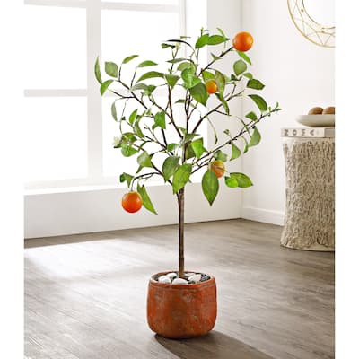 SAFAVIEH Elvera Faux Orange Potted Tree - 19.7" W x 15.4" L x 33.1" H - 20Wx15Dx33H