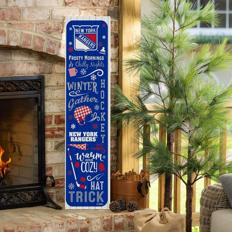47" Double Sided Seasonal Porch Leaner, New York Rangers - 47" x 11.25" - Winter