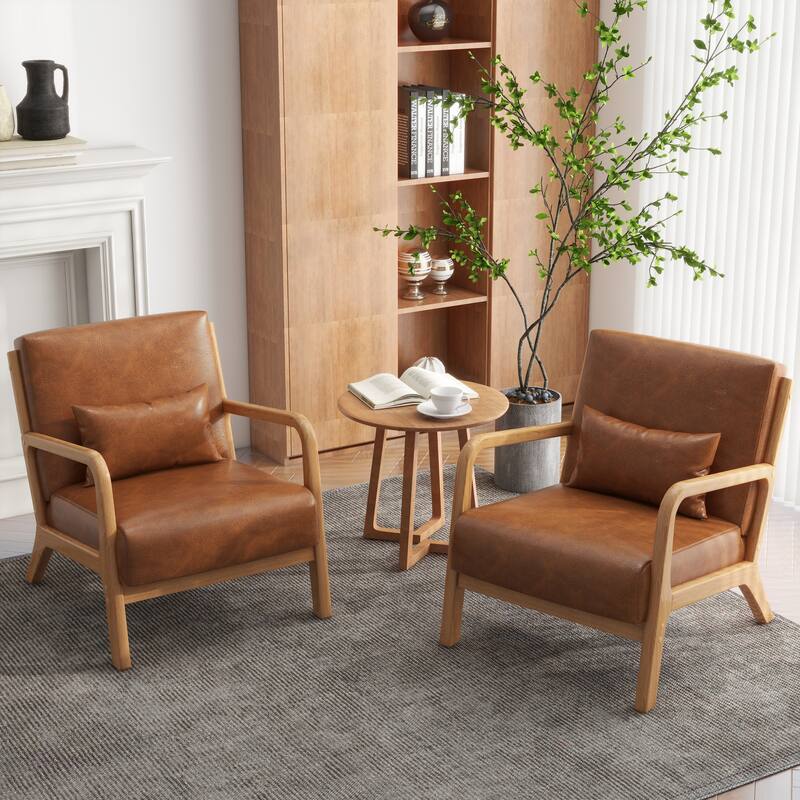 Upholstered Armchair Accent Chairs with Pillows Set of 2