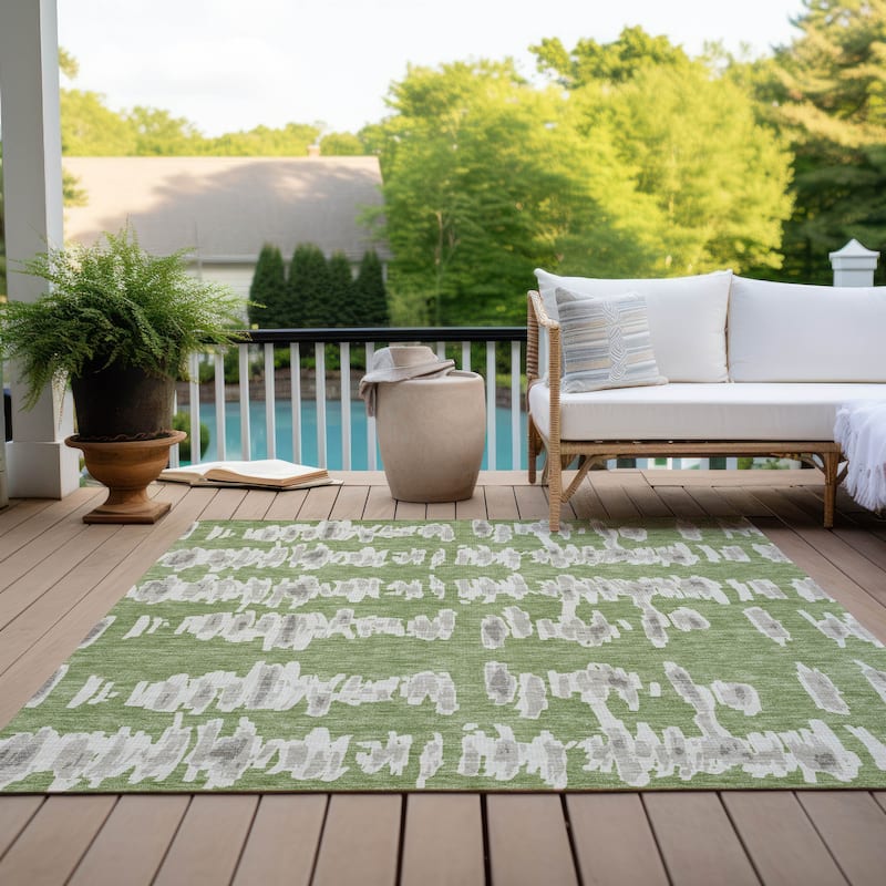 Machine Washable Indoor/ Outdoor Chantille Abstract Contemporary Rug