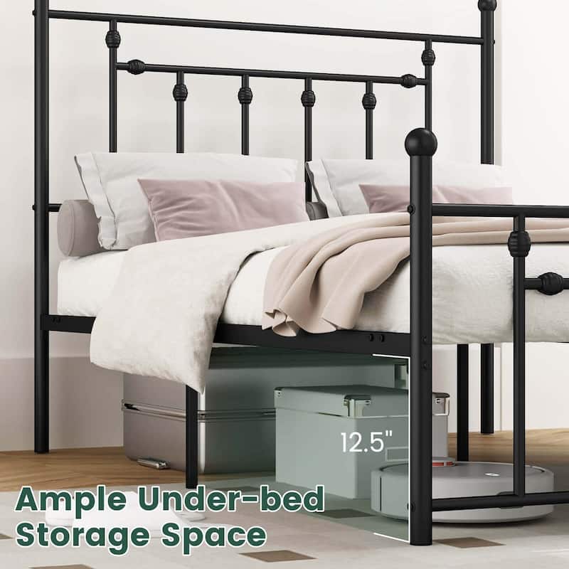 Costway Twin/Full/Queen Size Metal Bed Frame with Headboard Under-bed