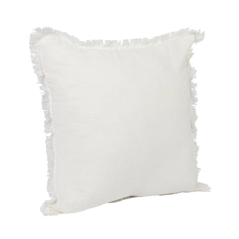 Stonewashed Linen Pillow with Fringe
