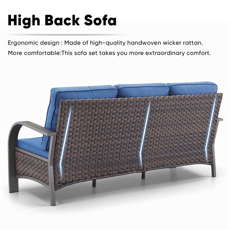 Outdoor Sofa with 2 Swivel Chairs, 2 Patio Chairs and 2 Ottomans