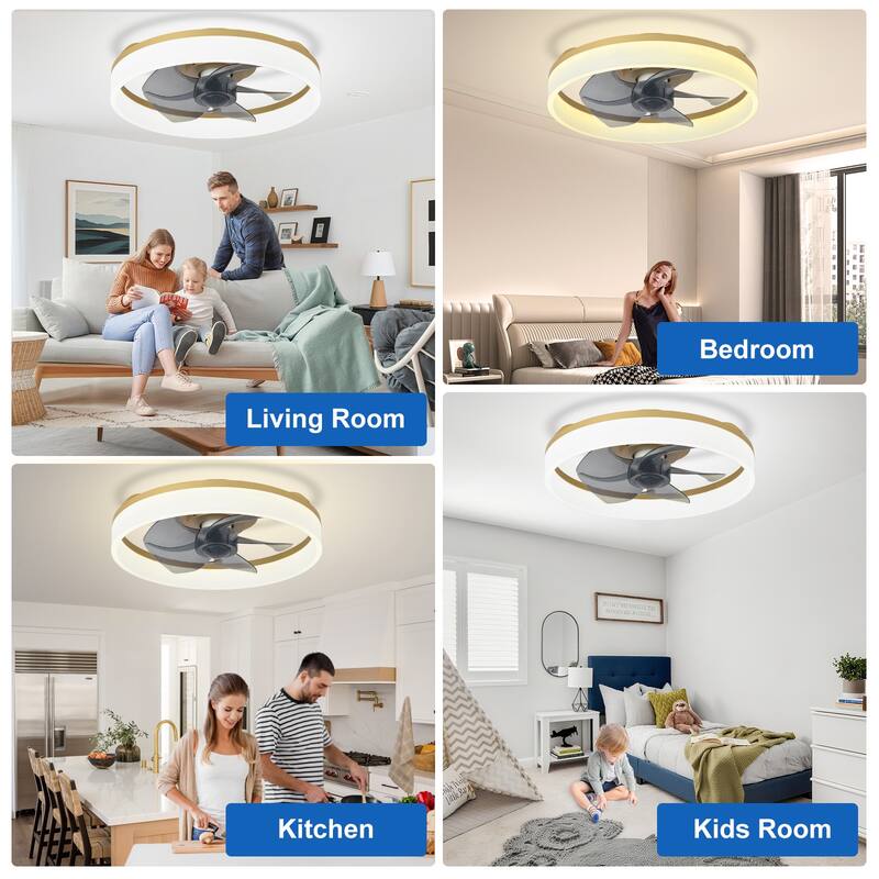 Ceiling Fan with Light: Low Profile, App Remote Control, 6-Speed, 3 CCT, Quiet DC Motor, Dimmable LED, 20" /16"