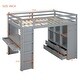 preview thumbnail 27 of 38, Full Size Solid Wood Loft Bed with Shelves, Writing Desk, and LED Light