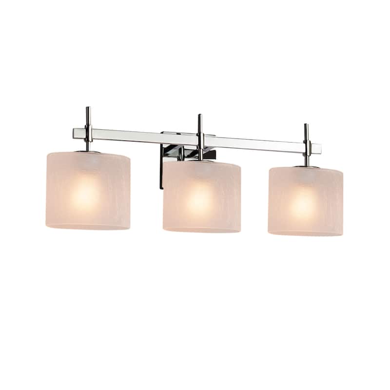 Justice Design Fusion Union 3-light Polished Chrome Bath Bar, Frosted Crackle Oval Shade