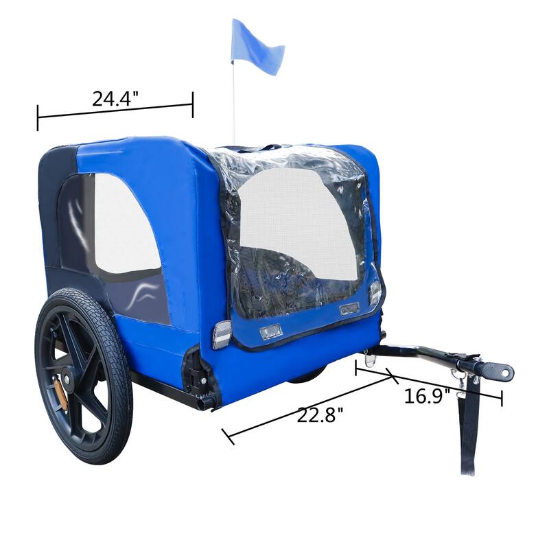 Medium Pet Bike Trailer with Powder-Coated Steel Frame, 88 lbs Weight Limit, Leash and Reflectors for Safety