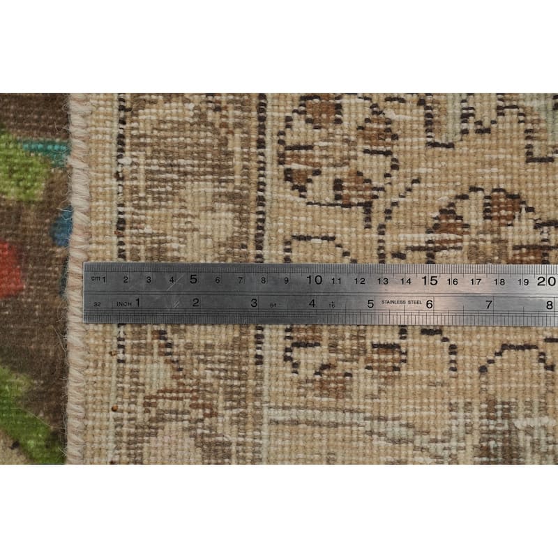 Hand Knotted Oriental 100% Wool Carpet Traditional Floral Green Tabriz Area Rug - 11' 5'' X 8' 1''