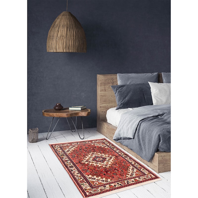 ECARPETGALLERY Hand-knotted Andelz Red Wool Rug - 3'5 x 4'9