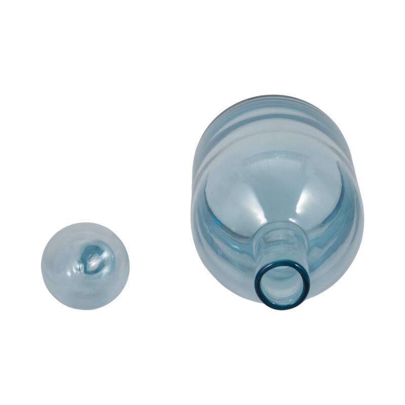 Sagebrook Home Glass Bottle With Stopper, Light Blue