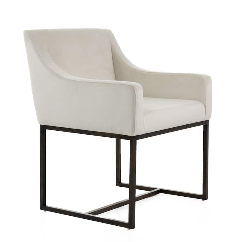 Modrest Elijah Modern Beige & Copper Antique Brass Dining Chair