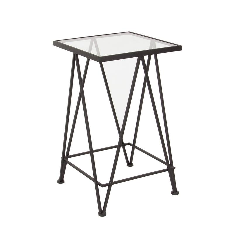 Gold, Silver or Black Metal Contemporary Accent Table with Mirrored Glass Top (Set of 2) - 15 x 15 x 25