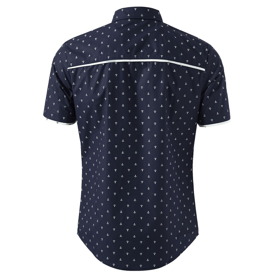 Shop Men Point Collar Button Down Short Sleeve Anchor Pattern