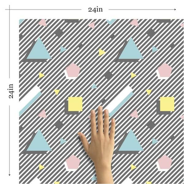 Pink and Yellow Shapes Geometric Peel and Stick Removable Wallpaper ...