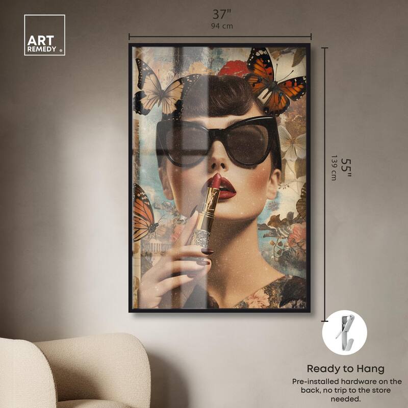 Iconic Lady Butterfly Collage II Shadowbox by Art Remedy
