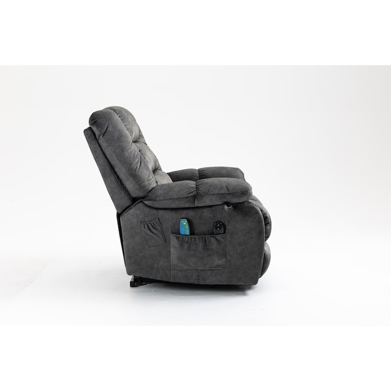 Power Lift Recliner Chair with Massage & Heat, Velvet Upholstered Electric Recliner, Lounge Sofa Chair with Side Pockets