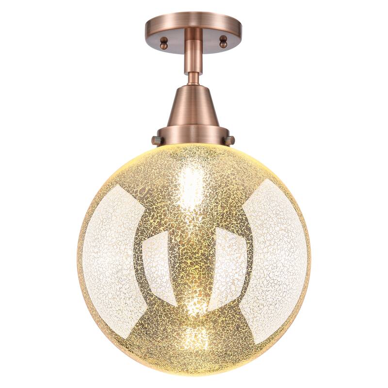 Innovations Lighting Downtown Urban - Caden Beacon - 1 Light 10" Flush Mount Light - Antique Copper/Mercury Shade