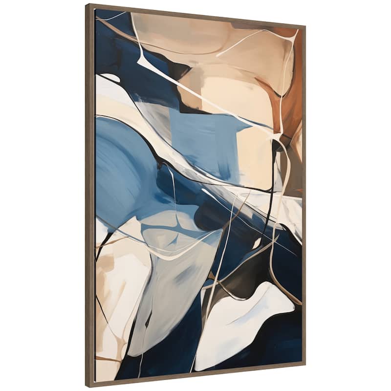 Kate and Laurel Abstract Fluid Movement by The Creative Bunch Studio Framed Canvas Wall Art Print - 28 x 41 - Brown