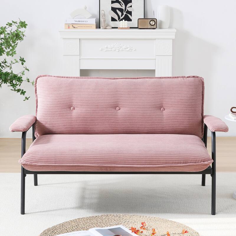 53-inch Pink Corduroy Sofa with Simple Modern Design and Stable Structure - Multi-Color