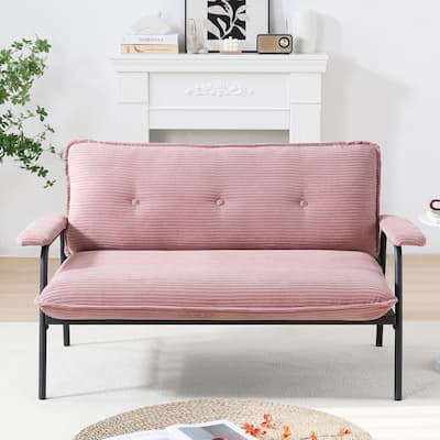 53-inch Pink Corduroy Sofa with Simple Modern Design and Stable Structure