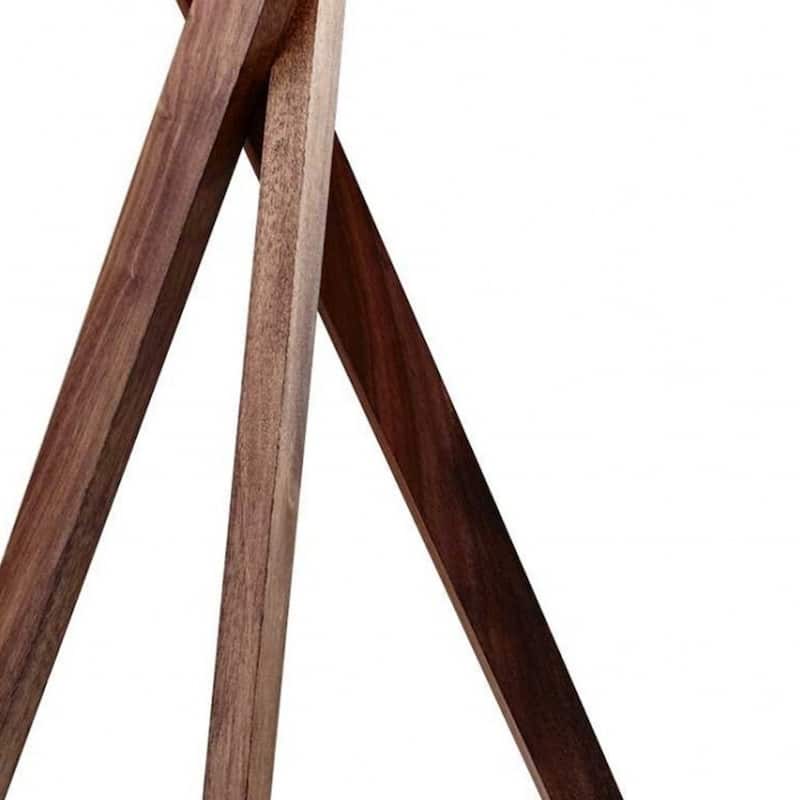 Brown Wood Linen Shade Tripod Table Lamp with Drum Shade and Rotary Socket Switch - 15” x 15” x 29.5” (D x W x H)