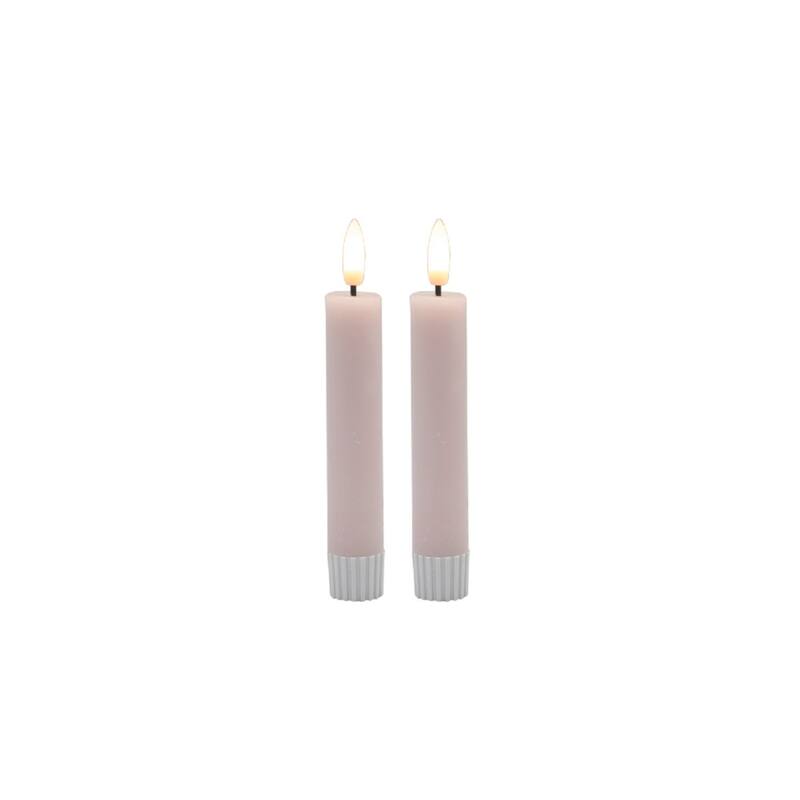 Small Flameless LED Taper Candles - 4.25" - Pink - Set of 2