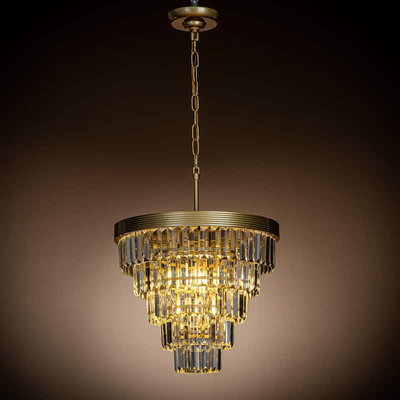 4-Light 16" Cone Shape 5-Tier Crystal Chandelier - W 16"