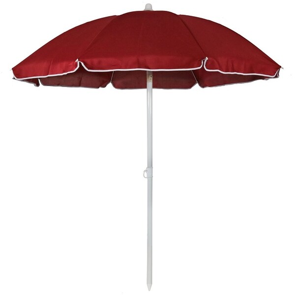 Sunnydaze Steel 5 Foot Beach Umbrella with Tilt Function, Color Options Available