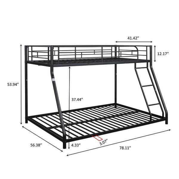 Metal Bunk Bed, Twin over Full Bunk Bed with Ladder, Heavy-duty Sturdy Metal Bedframe with Safety Guard Rails, CPC Certified