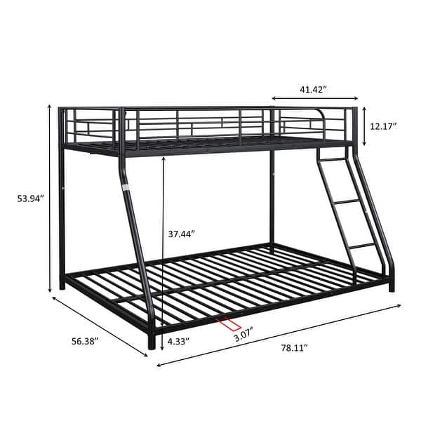 Twin over Full Heavy-duty Sturdy Metal Bunk Bed with Ladders, Black
