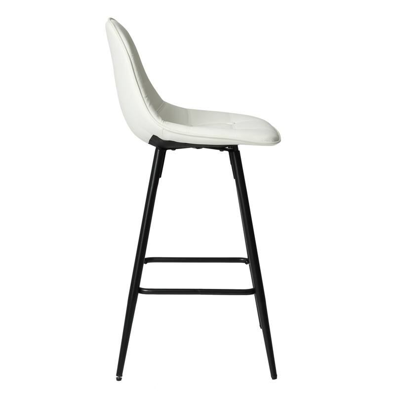 Modern Faux Leather Bar Stools Set of 2 with Back and Footrest-25.5" Seat Height